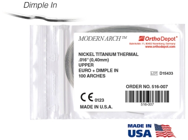 Nickel Titianium thermal/heat-activated, Euro, ROUND, Dimple In (Modern Arch™)
