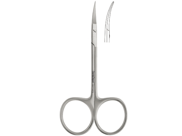 Surgical scissors micro, 90 mm, curved
