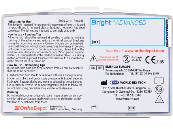 Bright™ ADVANCED, Set (OK / UK  3 - 3), MBT* .022"