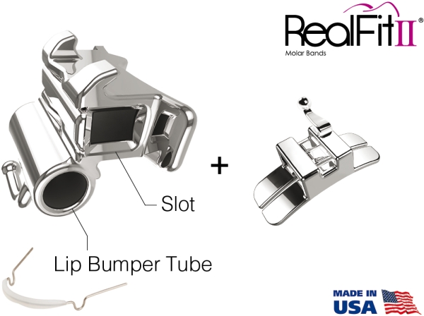 RealFit™ II snap - Intro-Kit, UK, Zweifach-Kombination inkl. Lip Bumper-Tube + lin. Schloß (Zahn 46, 36) MBT* .018"