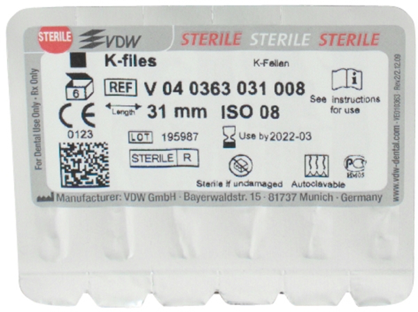 K files 63/ 08 31mm sterile 6pcs