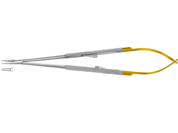 Micro needle holder, Barraquer, straight, serratet jaws, 180mm (Hammacher)